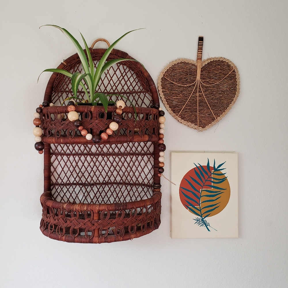Midcentury modern boho style painting on canvas